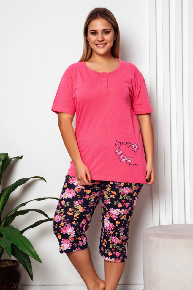 Rozā kokvilnas pidžama